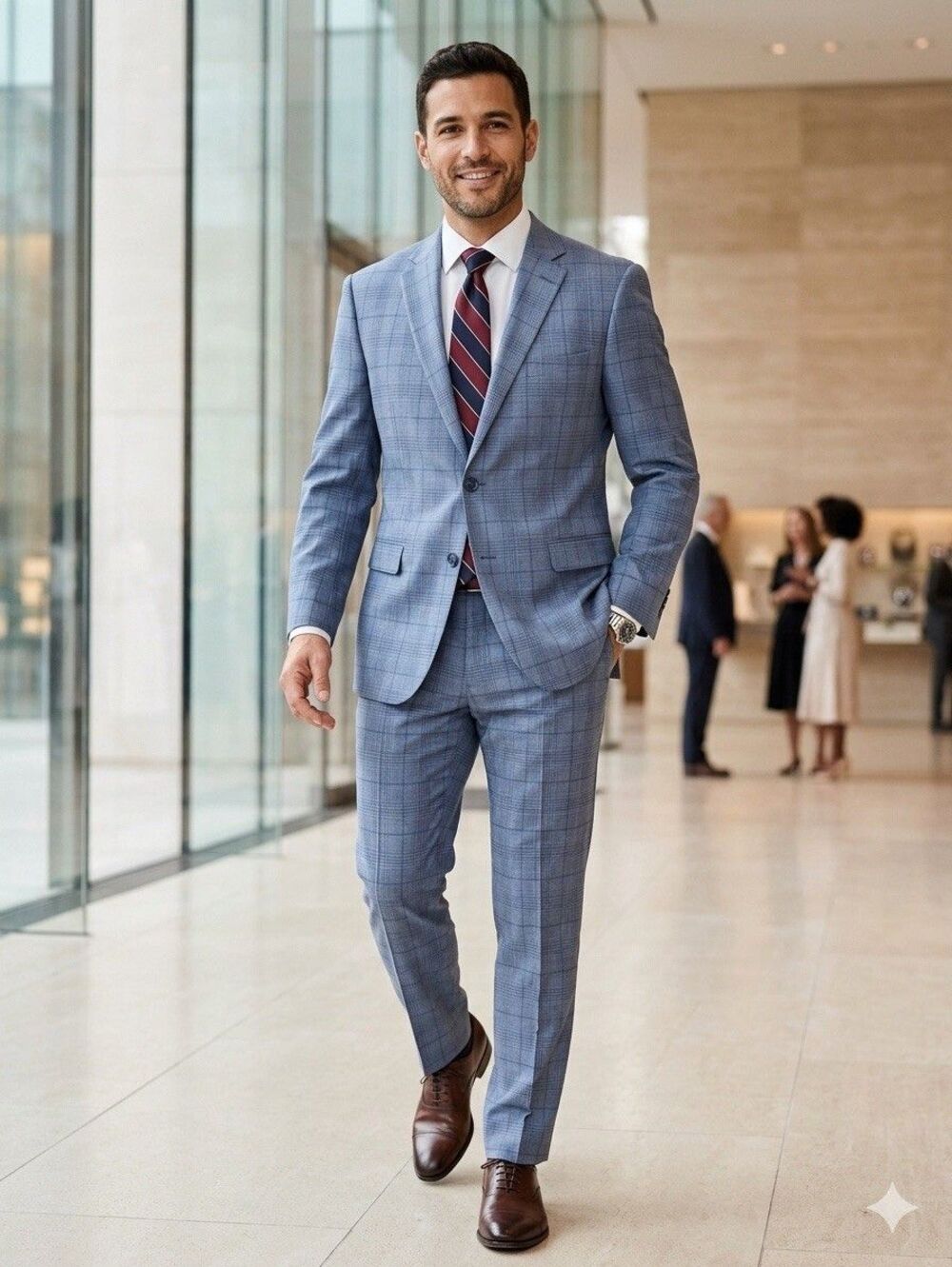 Calvin Klein Men 2pc Suite Windowpane X-Slim Fit Wool Blend 42R W36xL27